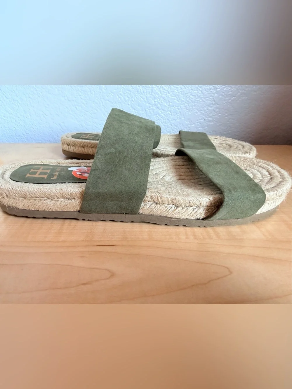 Haute Hippie Nori olive green suede double-strap espadrille sandals